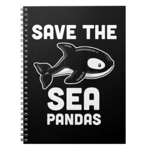 Caderno Espiral Baleia do Mar Salve Pandas Orca, Presentes de Biol