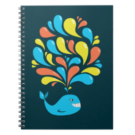Caderno Espiral Baleia feliz dos desenhos animados do respingo