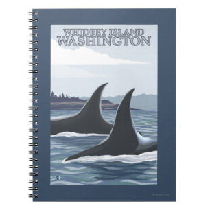 Caderno Espiral Baleias #1 da orca - Whidbey, Washington
