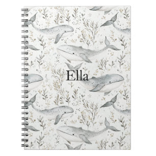 Caderno Espiral Baleias de Cinza Oceânica