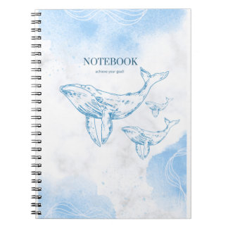 Caderno Espiral Baleias lúdicas no notebook oceânico