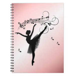 Caderno Espiral Ballerina Dançando com Música Rosa