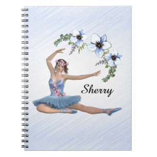 Caderno Espiral Ballerina em Nome Pessoal Azul