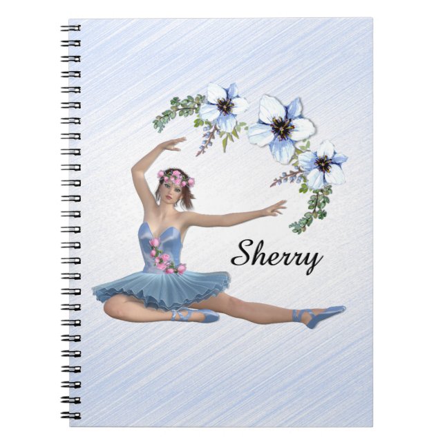 Caderno Espiral Ballerina em Nome Pessoal Azul (Frente)