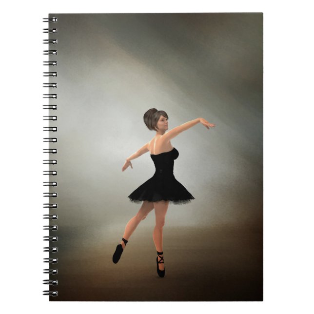 Caderno Espiral Ballerina no vestido preto (Frente)