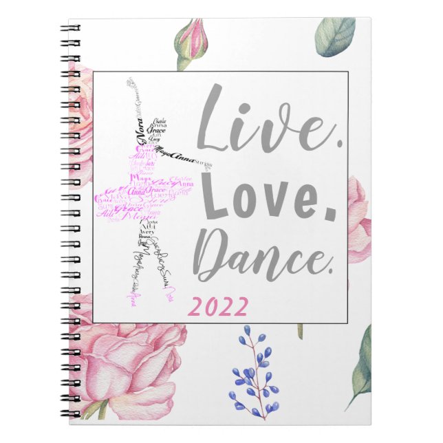 Caderno Espiral Ballerina Personalizada | Notebook com borda de Ro (Frente)