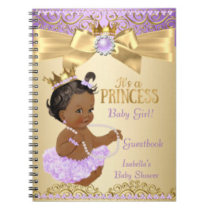 Caderno Espiral Ballerina Princesa Lilás Dourada Chuvinha de Bebê
