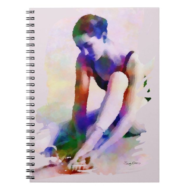 Caderno Espiral Ballerina, Rosa, Aquarela Arte Contemporânea (Frente)