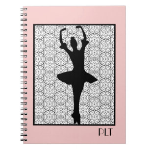 Caderno Espiral Ballerina Silhouette em um padrão de Heart Mandal
