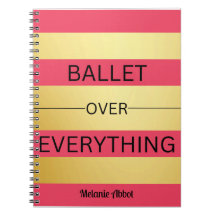 "BALLET ACIMA DE TUDO" Listras Rosa e Dourado
