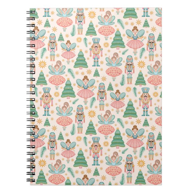 Caderno Espiral Ballet do Quebra-Nozes e Fadas em Fundo Creme (Frente)