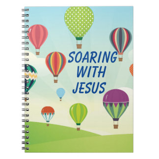 Caderno Espiral Balões coloridos de ar quente celebração infantil