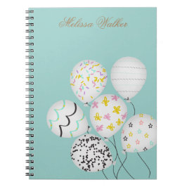 Caderno Espiral balões coloridos monograma fofo