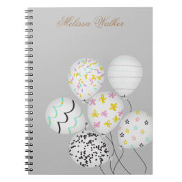 Caderno Espiral balões coloridos monograma fofo