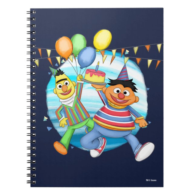 Caderno Espiral Balões de Aniversário de Bert e Ernie (Frente)