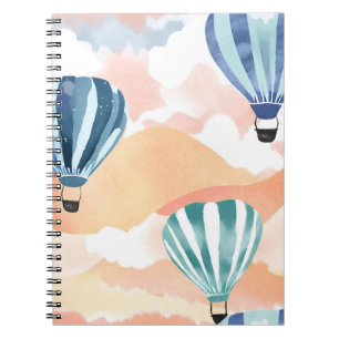 Caderno Espiral Balões de Ar Quente   Aquarela Pastel