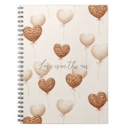 Caderno Espiral Balões de Coração Marrom Creme Amor no Ar