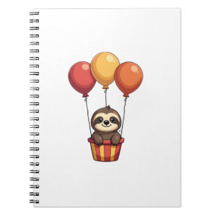 Caderno Espiral Balões de Preguiça Vintage Design de Animal Fofo R