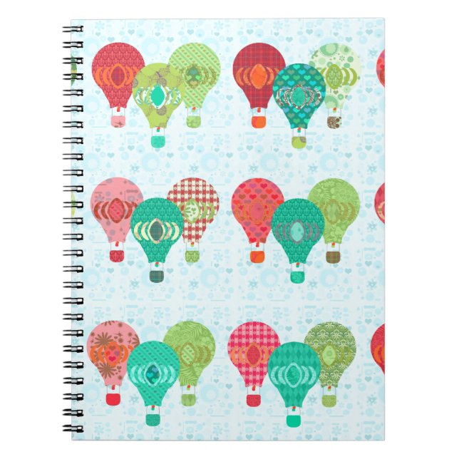 Caderno Espiral Balões Retro Divertidos Padrões Diversão de Pastel (Frente)