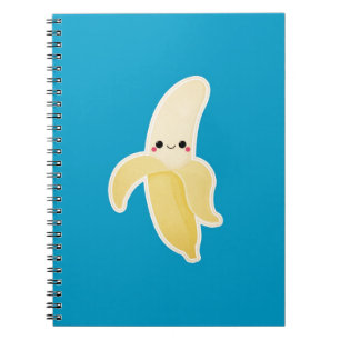 Caderno Espiral Banana de Kawaii no azul