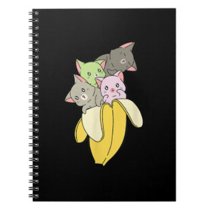 Caderno Espiral Banana Funny Cat Presente de Kitten