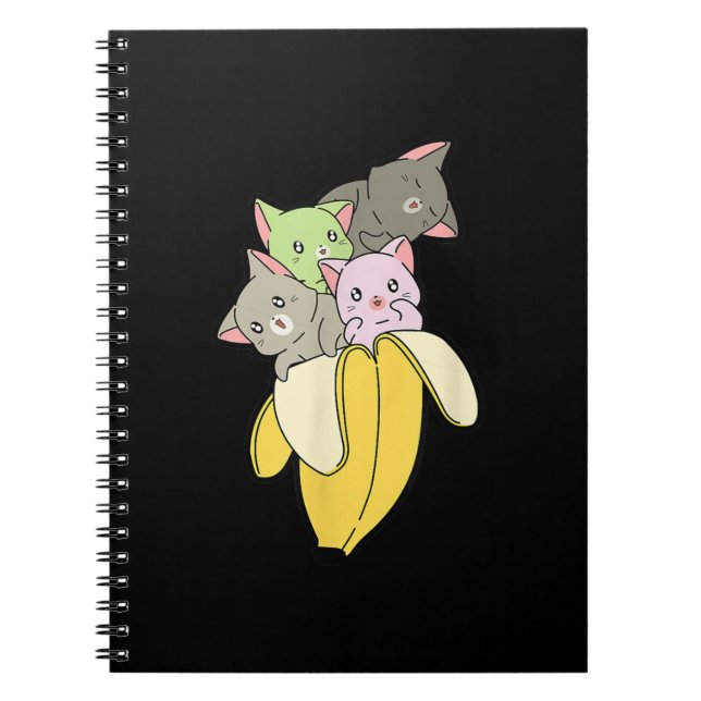 Caderno Espiral Banana Funny Cat | Presente de Kitten Cute (Frente)