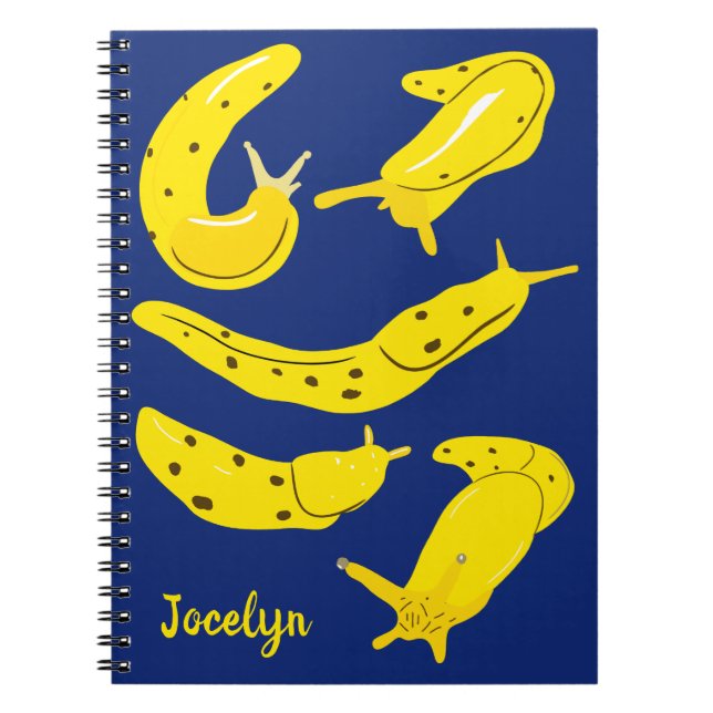 Caderno Espiral Banana Slugs Amarelo e Azul Personalizado (Frente)