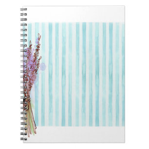 Caderno Espiral Banda azul de lavanda da planta Floral