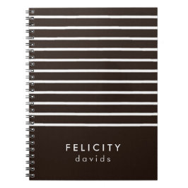 Caderno Espiral Banda horizontal monográfica castanha e branca