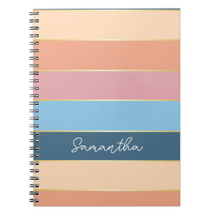 Caderno Espiral Bandas de Bloco de Cores de Verão Personalizadas p