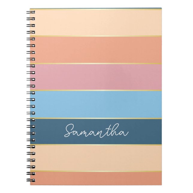 Caderno Espiral Bandas de Bloco de Cores de Verão Personalizadas p (Frente)