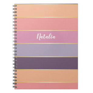 Caderno Espiral Bandas de Cores de Verão Personalizadas de Pêssego