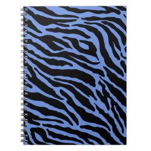 Caderno Espiral Bandas de impressão de animais azuis e pretos