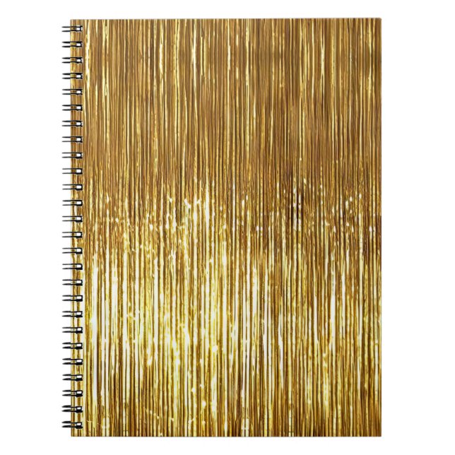 Caderno Espiral Bandas de Tinsel Douradas (Frente)
