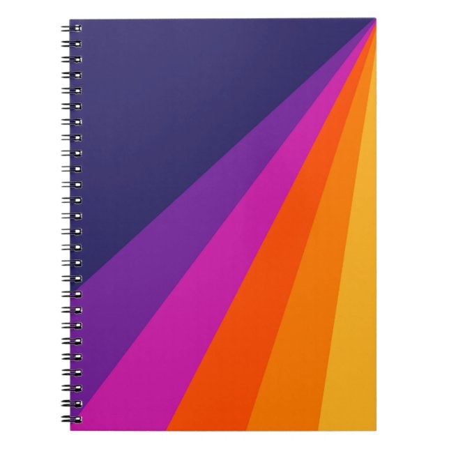 Caderno Espiral Bandas retrorreflectoras de cor roxa e laranja (Frente)