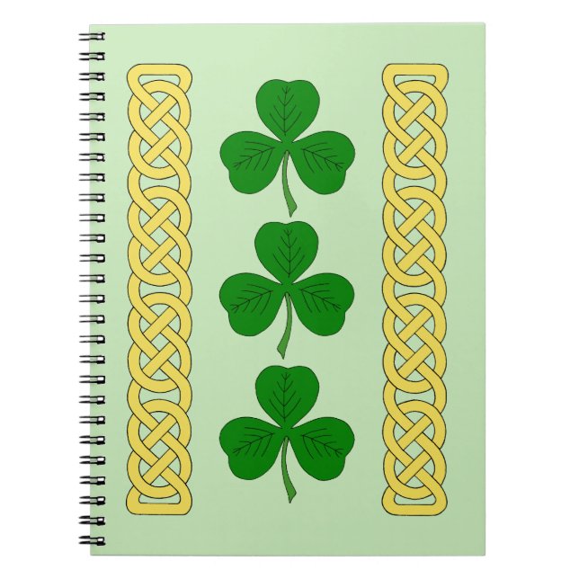 Caderno Espiral Bandas Shamrock Trio e Knotwork (Frente)