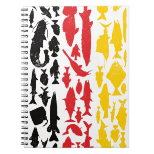 Caderno Espiral Bandeira Alemã Feita de Peixe - Design de Pesca pa