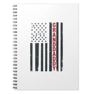 Caderno Espiral Bandeira Americana Avô Design Patriótico Vintage_