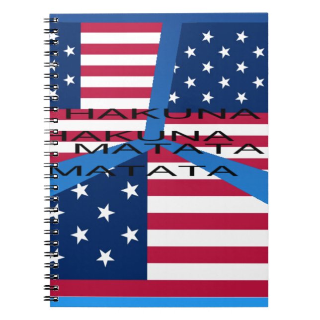 Caderno Espiral Bandeira Americana com Hakuna Matata: Design Patri (Frente)