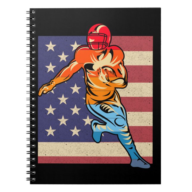 Caderno Espiral Bandeira Americana de Futebol Retro Ball Sports (Frente)