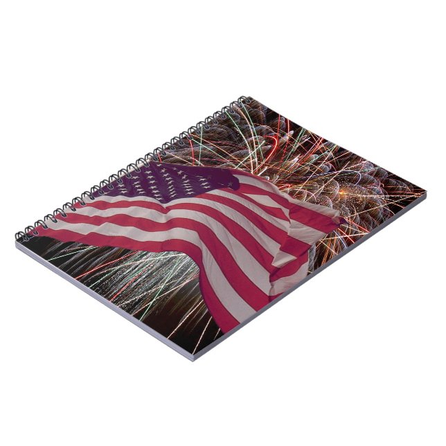 Caderno Espiral Bandeira Americana e Fireworks (Left Side)
