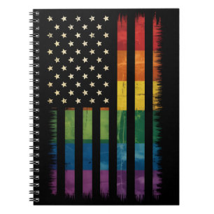 Caderno Espiral Bandeira americana EUA Arco-íris Orgulho Gay Lésbi