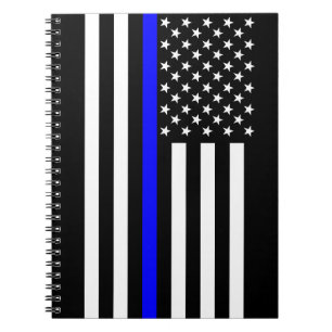 Caderno Espiral Bandeira americana fina de Blue Line preto e