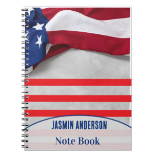 Caderno Espiral Bandeira Americana Personalizada Patriótica EUA 