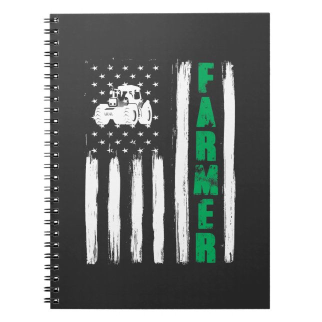 Caderno Espiral Bandeira Americana Trator Patriótico EUA Orgulhoso (Frente)