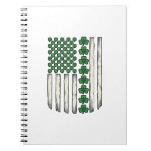 Caderno Espiral Bandeira Americana Trevo Design Vetorial Vintage_1