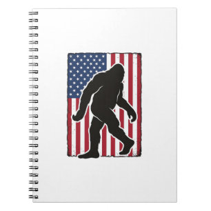 Caderno Espiral Bandeira Americana Vintage Silhueta de Pé Grande V