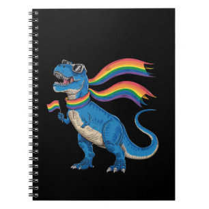 Caderno Espiral Bandeira Arco-íris do Orgulho Gay Dino Trex Aliado
