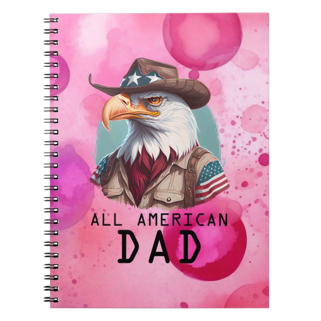 Caderno Espiral Bandeira Bald Eagle USA - Pai Americano 4 de julho (Frente)