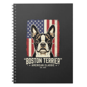Caderno Espiral Bandeira Clássica Americana Boston Terrier